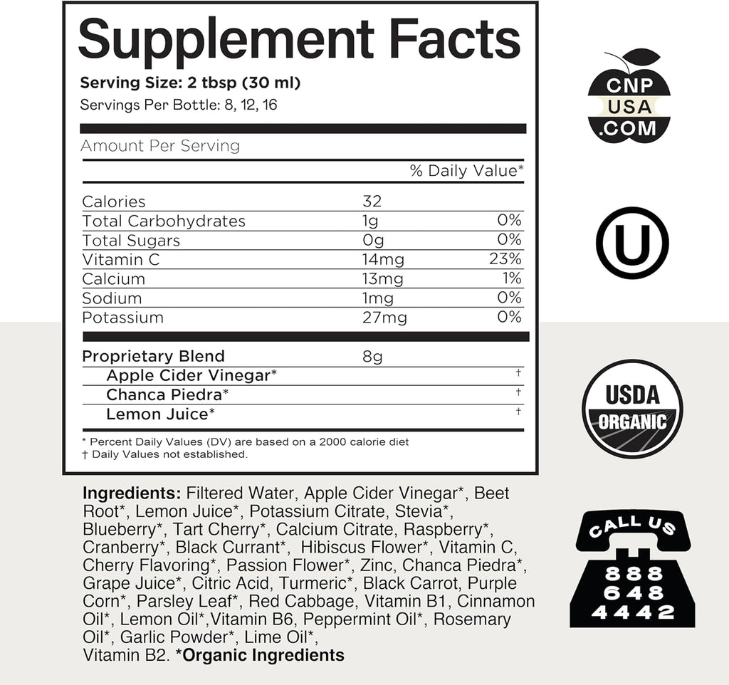 Complete Natural Products Kidney Complete - 16oz Liquid Dietary Supplement for Kidney Support, Cleanse, and Detox with Apple Cider Vinegar, Lemon, & Organic Chanca Piedra.
