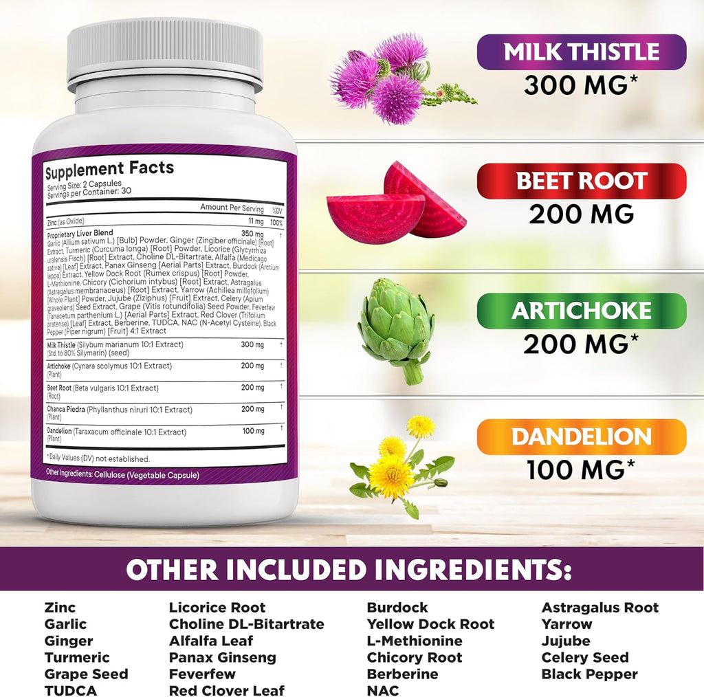 NEW AGE Milk Thistle NAC Chanca Piedra Beet Root Artichoke Dandelion Root Astragalus - Plus TUDCA & Ginger - 180 Count