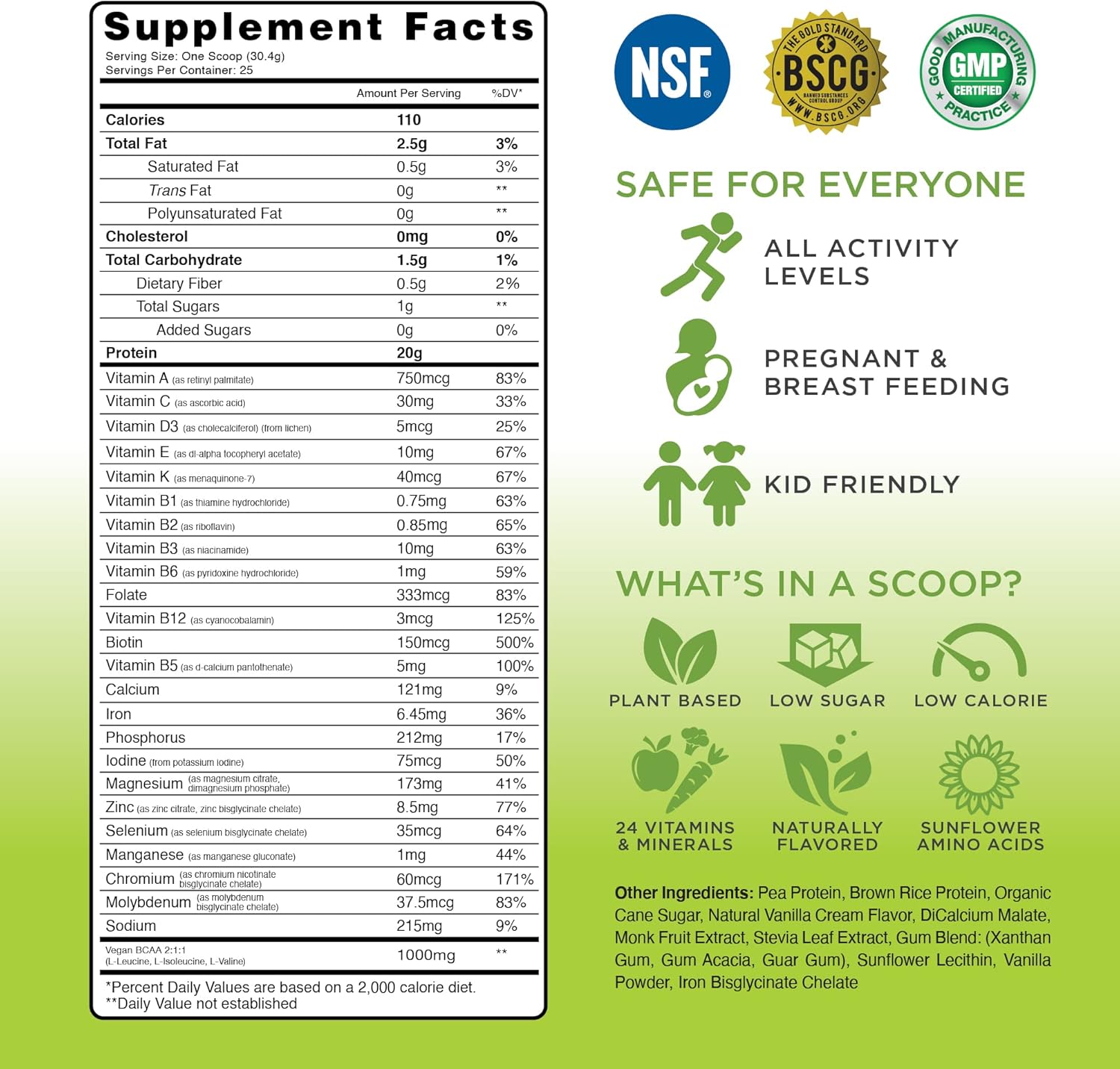 TRU Supplements Plant Based Protein Powder, BCAA, EAA, 20g Vegan Brown Rice & Pea Protein, 100 Calories, 27 Vitamins, No Artificial Flavors 25 Servings (Vanilla)