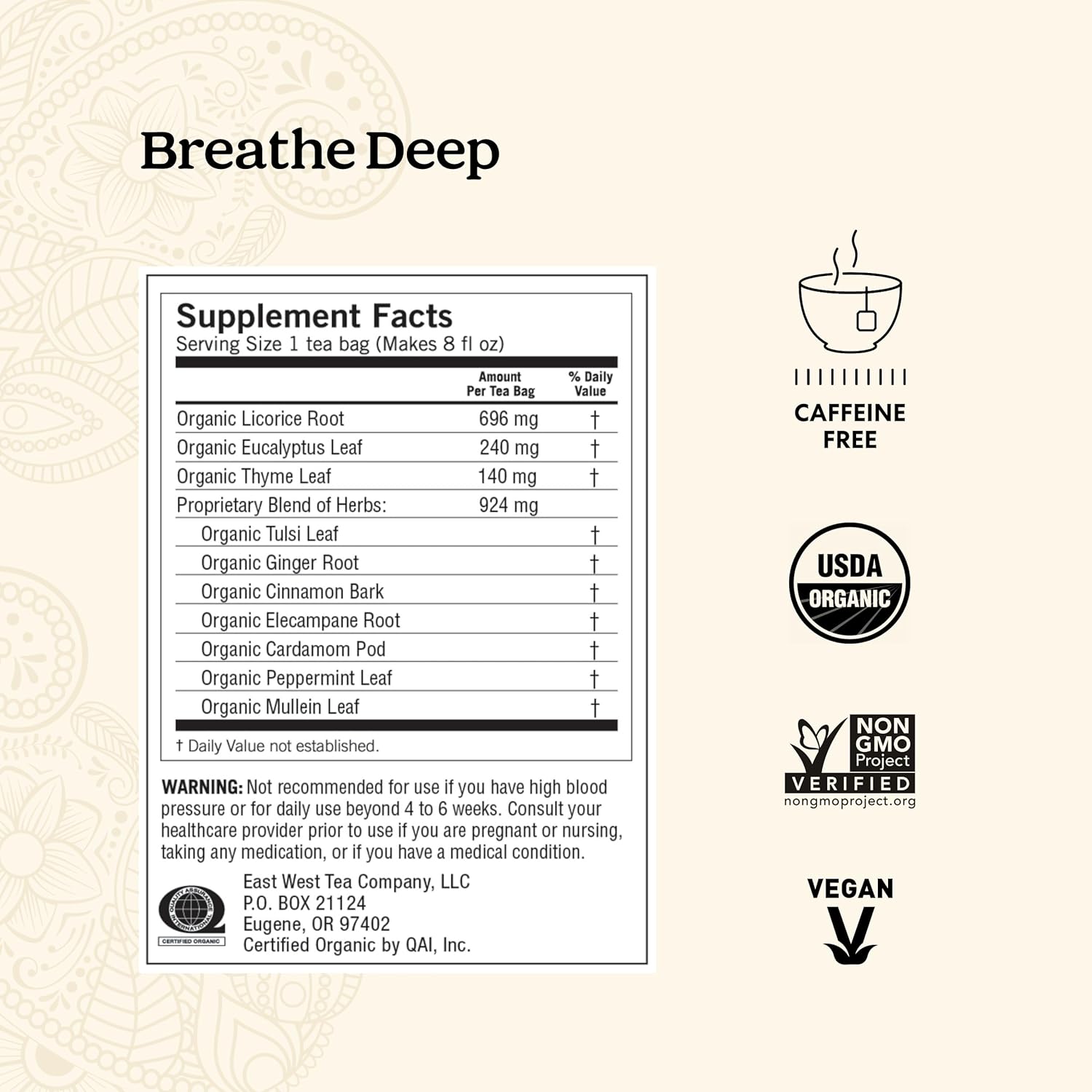 Yogi Tea Breathe Deep Tea - 16 Tea Bags per Pack (4 Packs) - Organic Respiratory Tea - Supports Respiratory Health - Includes Licorice Root, Eucalyptus Leaf, Ginger Root & Cinnamon Bark