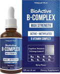 BioActive Vitamin B Complex - Blood Stream Ready, Methylated B Complex - Featuring Methylfolate, 3 BioActive Forms of B12, BenfoPure® B1 & Pantesin® B5 - 12 B Vitamins in Clinical Doses - Liquid 4 oz