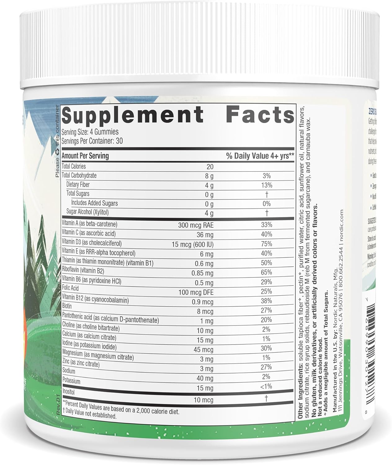Nordic Naturals Zero Sugar Kids Multi Gummies, Orange Lemon - 120 Gummies - Great-Tasting Multivitamin for Ages 4+ - Supports Growth & Development - Non-GMO, Vegetarian - 30 Servings