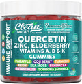 Clean Nutraceuticals Quercetin Zinc Elderberry VitaminDVitaminK2 Goji Berry Turmeric Sea Moss Echinacea Astragalus Mushrooms Olive Leaf Extract D3K2 Selenium Supplements Immunity 60 Gummies