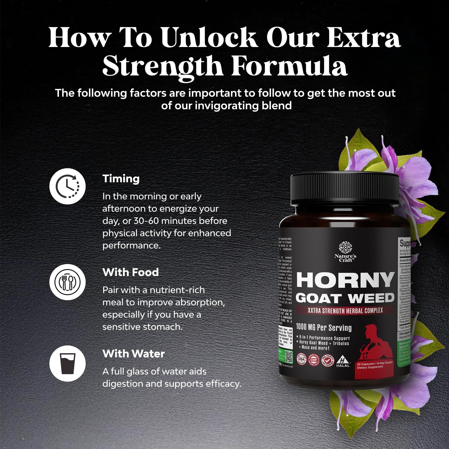 Bundle of Horny Goat Weed Complex with Tongkat Ali, Saw Palmetto, Panax Ginseng & Black Maca Root Plus Potent Herbal Supplement with Siberian Ginseng, Ashwagandha & Maca for Men’s Energy & Wellness