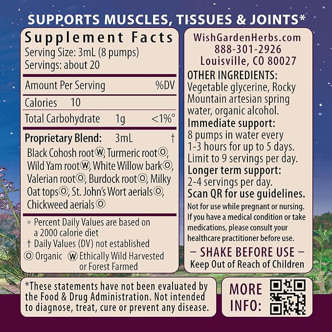 WishGarden Herbs Deep Recovery - Natural Herbal Muscle, Tissue & Joint Support Supplement with Turmeric Curcumin, Addresses Root Cause of Lingering Issues & Promotes Healthy Inflammatory Response, 4oz