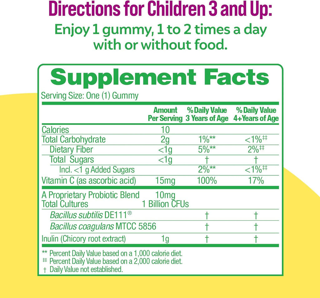 Culturelle Daily Probiotic for Kids + Veggie Fiber Gummies (Ages 3+) 30 Count Berry Flavor - Probiotics for Digestive Health & Immune Support Plus Vitamin C Kids Boost