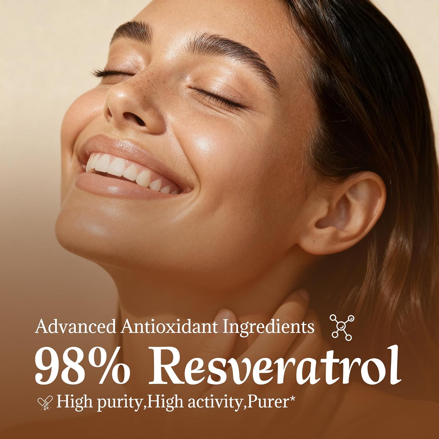 Trans-Resveratrol Supplement 98% High Purity Complex with Collagen Peptides & Hyaluronic Acid,Quercetin,Antioxidant Support for Skin & Beauty,Immune Healthy,Gluten-Free,60 Capsules