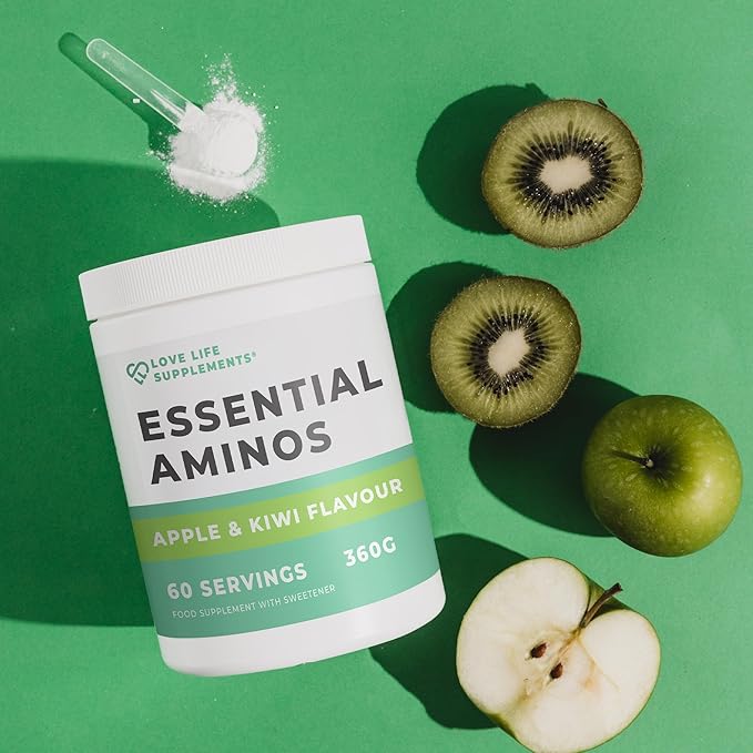 Love Life Supplements EAA Amino Acids Powder, All 9 Essential Amino Acids Including BCAA's and 2 Grams of Leucine per Serving, Apple & Kiwi Flavour, 348g - 60 Servings (5g of EAA's per Serving)