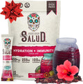 Salud 2-in-1 Hydration Packets + Immunity Electrolytes Powder, Hibiscus - Jamaica Agua Fresca Drink Mix, Elderberry, Dairy & Soy Free, Non-GMO, Gluten Free, Vegan, Low Calorie, 1g Sugar (15 Servings)
