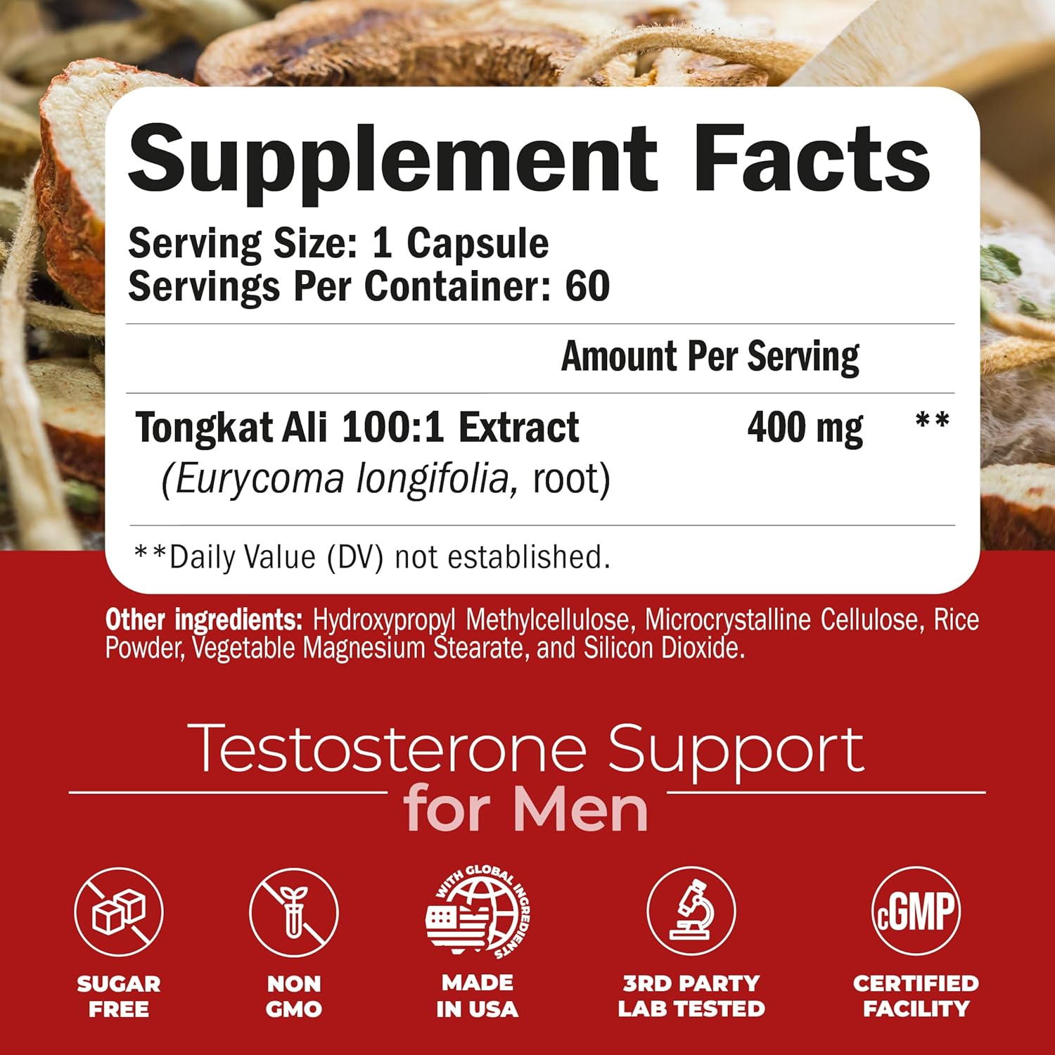 Tongkat Ali for Men - Premium & Potent Testosterone Supplement for Men with Longjack Tongkat Ali Powder - Male Enhancing Supplement for Workout - Testosterone Support & Muscle Builder - 2 Month Supply