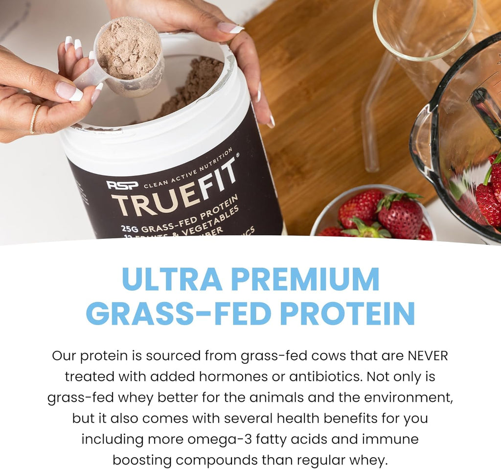 TrueFit Gut Healthy Protein Powder, Grass-Fed Whey Meal Replacement Shake with Prebiotics, Probiotics, & Organic Superfoods, Keto, Gluten Free 1.85 lbs