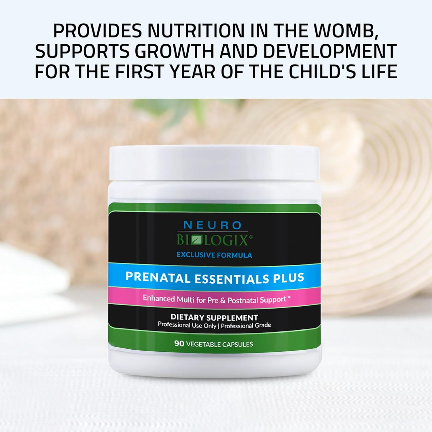 Neuro biologix Prenatal Essentials Plus, Pre and Post-Natal Vitamins for Women, Multivitamin with Iron and Methyl folate, Enhanced Methylation, 90 Capsules