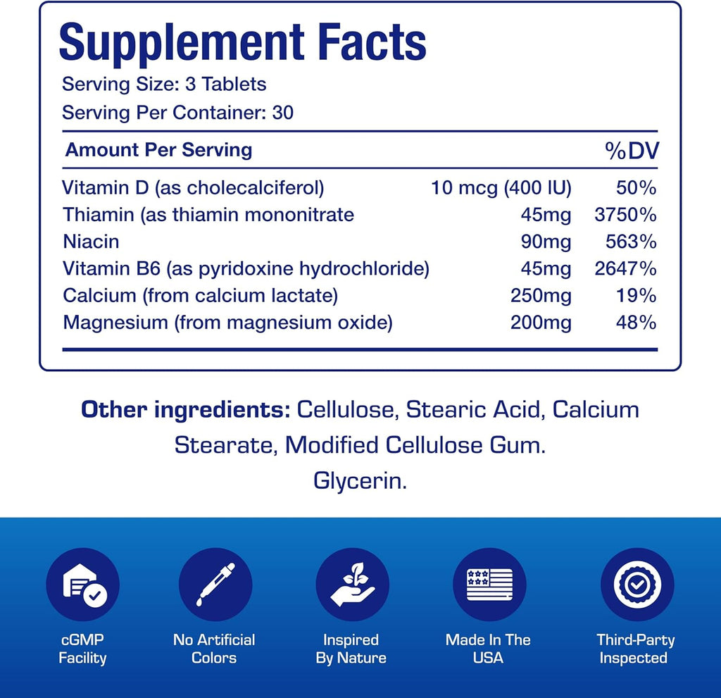 Advanced Calcium Magnesium Supplement - Clinically Formulated Magnesium Calcium with Vitamin D3 B1 B3 & B6 for Muscle Nerve Heart and Bone Health Support - Vegetarian Gluten Free Non-GMO (1 Month) M
