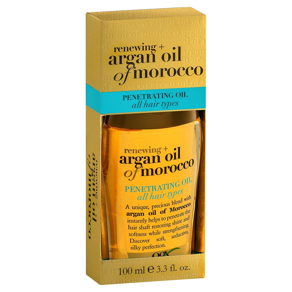 OGX Renewing + Argan Oil of Morocco Penetrating Hair Oil Treatment, Moisturizing & Strengthening Silky Oil for All Hair Types, Paraben-Free, Sulfated-Surfactants Free, 3.3 fl oz (Pack of 2)