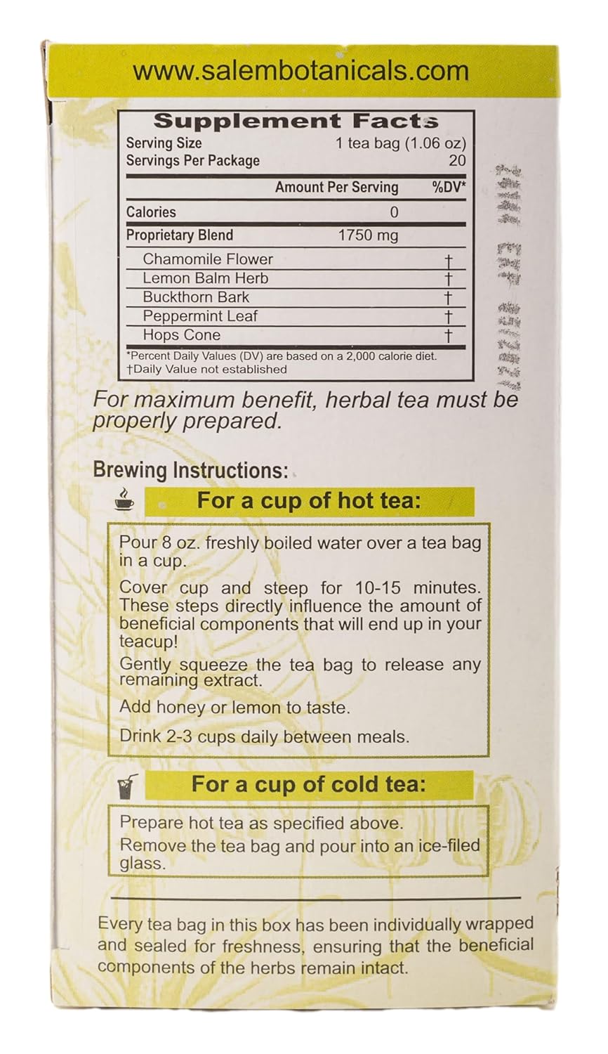 Salem Botanicals Herbal Tea, Sleep Well, 20 Count