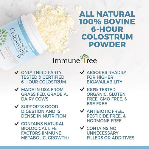 100% Bovine Colostrum Powder, 120 Servings, 6.5oz, Supports Anti-Aging, Healthy Immune System, Gut & Digestion, Muscle & Tissue, & Wellness, Made in USA from Grass Fed, Grade A Dairy Cows