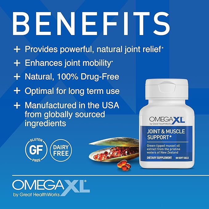 OmegaXL Joint Relief Supplement - Natural Muscle Support, 60 Softgels (2 Pack) & SleepXL immediate-Release melatonin, L-Theanine (Calming), Chamomile, Magnesium & B6 (60 Vegan Capsules)