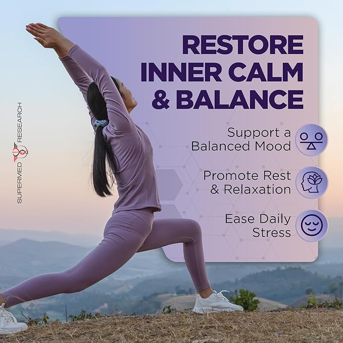 Mood Support Supplement with GABA, Ashwagandha, L-Theanine, L-Tyrosine, L-Glycine, 5-HTP & Magnesium – Supports Relaxation, Mood & Restful Sleep – Non-GMO, Vegan (120 Veg Capsules)