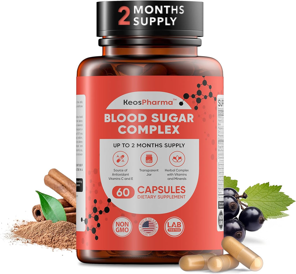 Blood Sugar Complex, 60 Capsules, Up to 2 Months Supply with Magnesium, Cinnamon, Zinc, Vitamin C,E, Biotin and Other