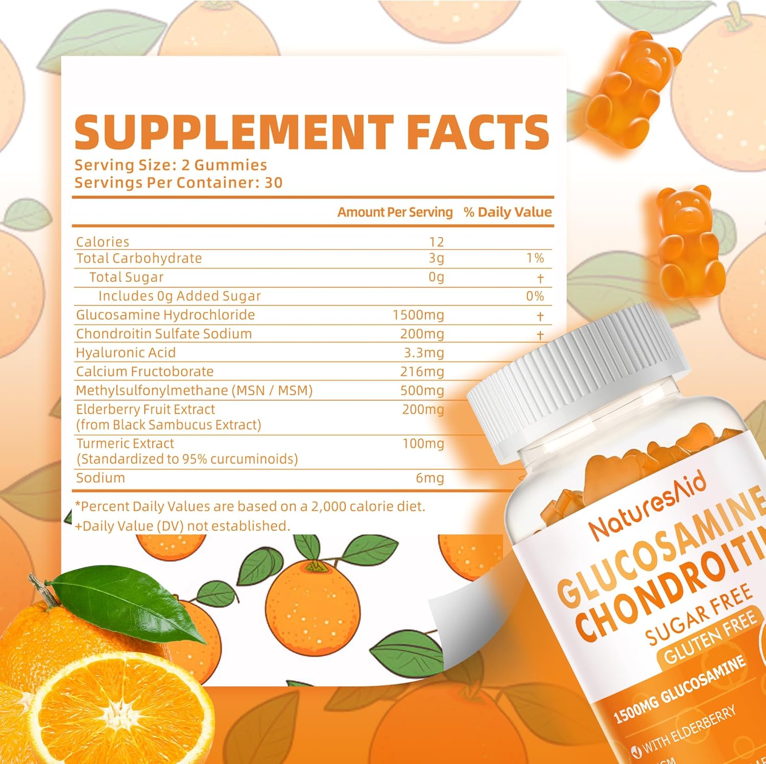 Glucosamine Chondroitin Gummies with MSM & Elderberry Extra Strength - Joint Support, Antioxidant Immune Support Supplement for Adults, Men & Women.(2 Pack)