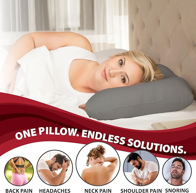 Core Products D-Core Cervical Neck Pillow - Extra Firm Orthopedic Support for Neck Discomfort, Back Sleepers, Dual Neck Rolls, Cervical Alignment, Midsize, Assembled in USA