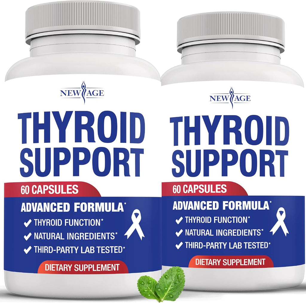 Thyroid Support Supplement for Women & Men with Iodine, B12, Zinc, Selenium, Ashwagandha, Bladderwrack, Turmeric, Schisandra - Non-GMO, Vegetarian - 120 Count