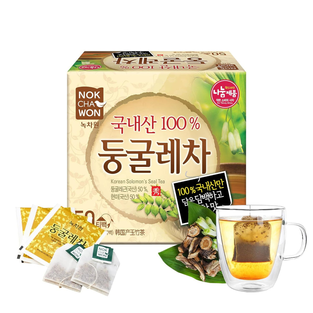 [Nokchawon] solomon seal tea & Brown Rice Tea | Toasted Korean Herbal Tea Blend | Nutty & Savory Flavor, korean food, Caffeine-Free, 50 Bags, 2.1oz(60g)