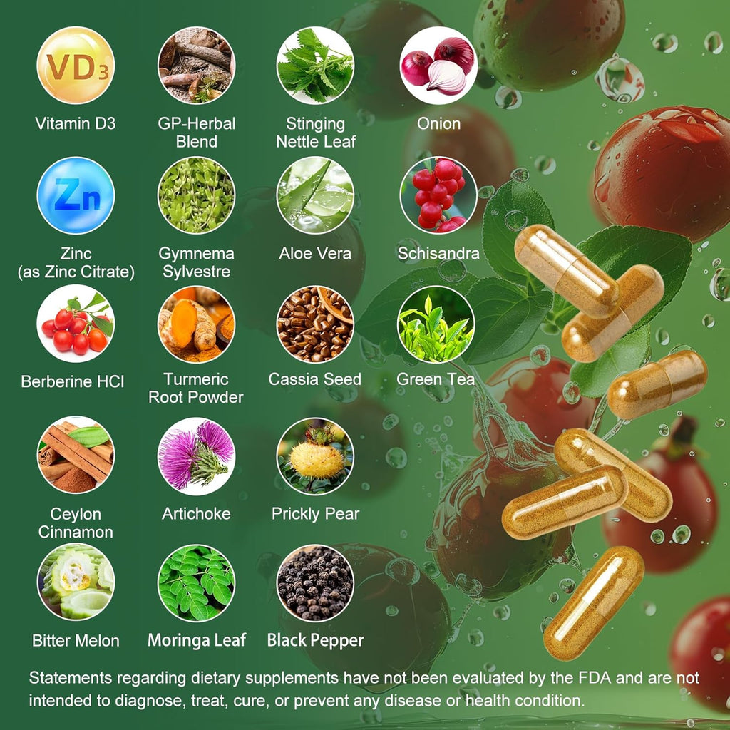 Berberine Supplement with Ceylon Cinnamon - 120 Count Berberine 1500mg Activates AMPK & GLP-1 Berberina HCL with Bitter Melon & Natural Herbs for Immune Support/Energy