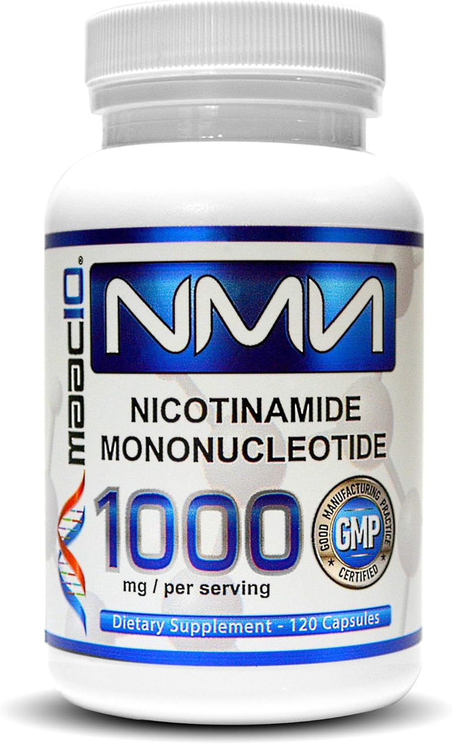 MAAC10 NMN Supplement 1000mg Serving - 99% Pure NMN Nicotinamide Mononucleotide. The Most Powerful NAD Supplement for Optimal Performance (120 Capsules 4 Per Serving).
