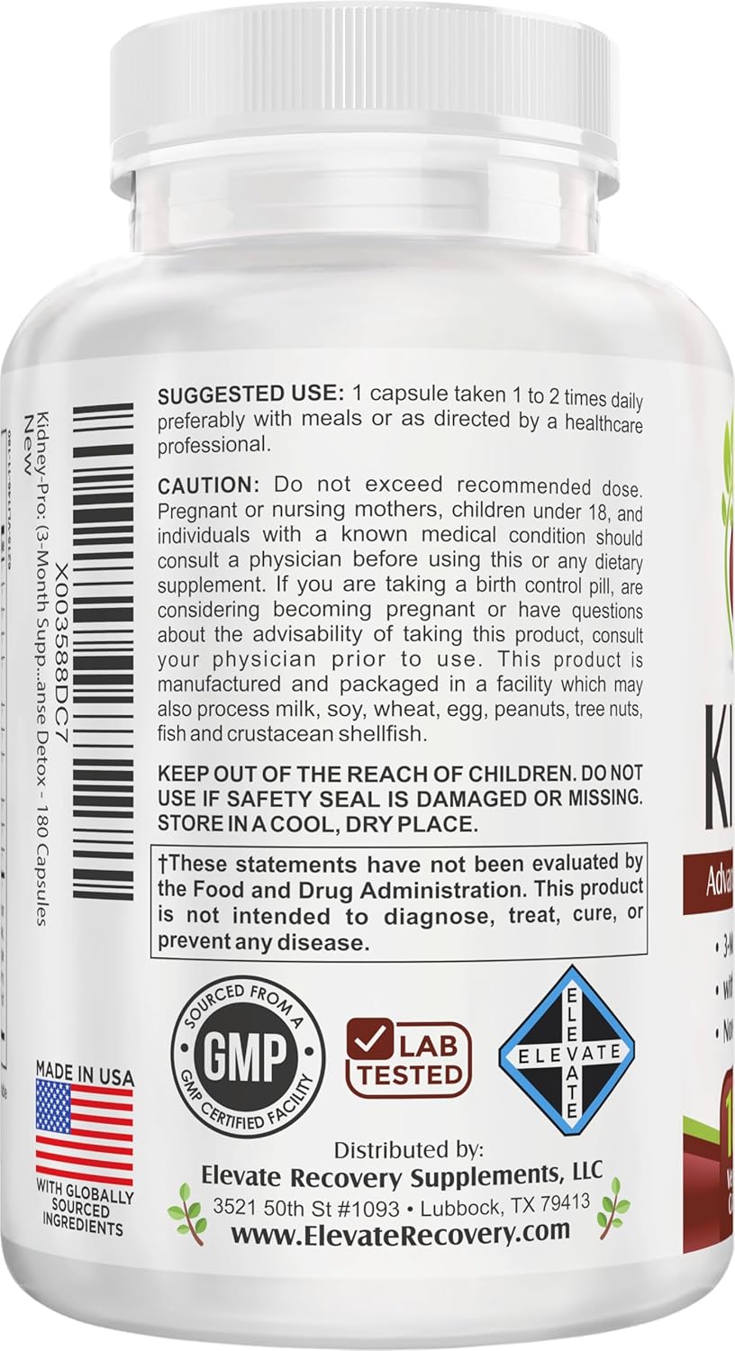 Kidney-PRO (3-Month) with 21 Active Kidney Health Supplements | All-in-1 Formula | Urinary Tract & Renal Health Supplement | Advanced Kidney Support for Men & Women | 90-Day Bulk Supply | 180 Capsules