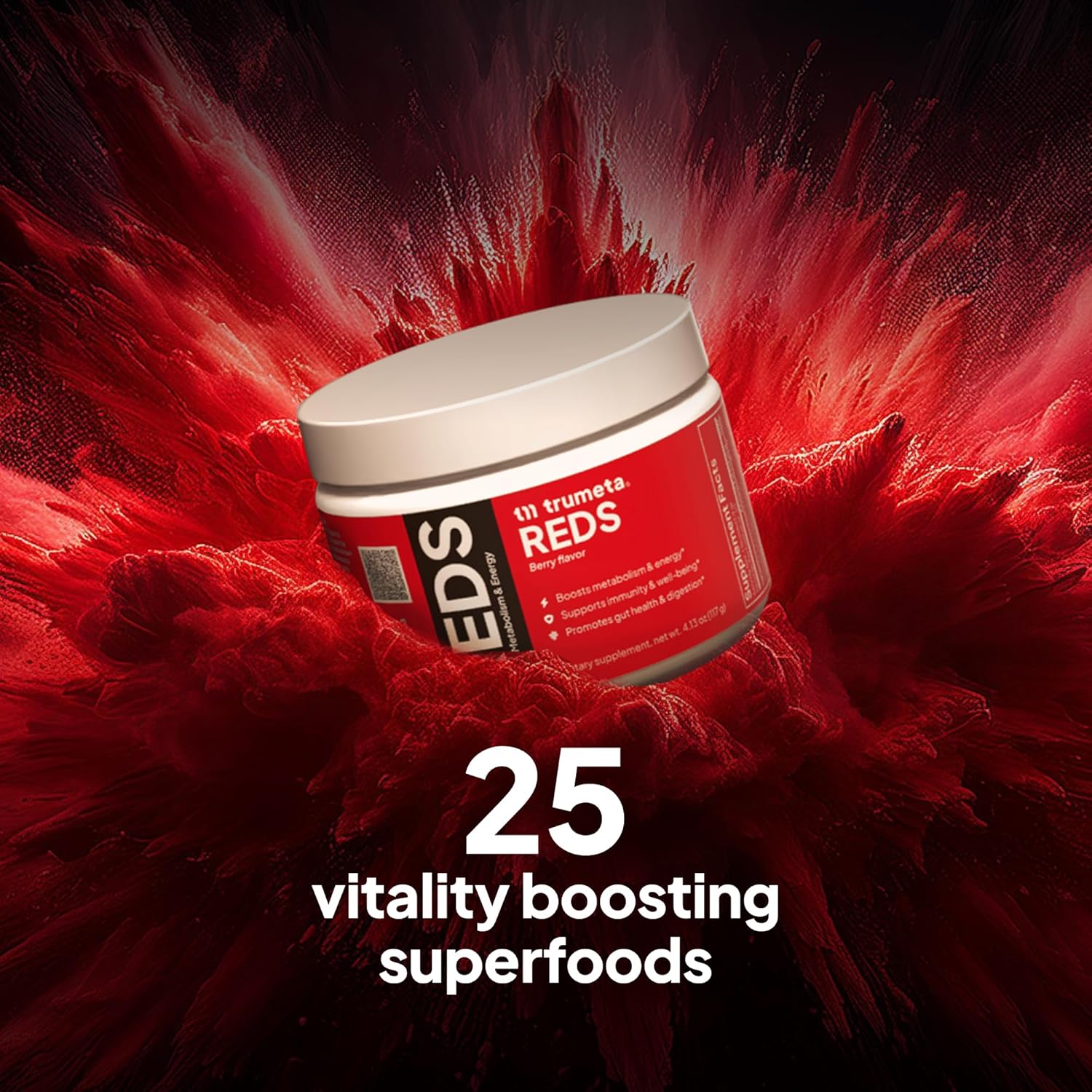 Reds Powder Jar - for Immune Support and Memory I Reds Superfood Powder Antioxidants Polyphenols Blend with Acai Berry, Goji Berry, Pomegranate