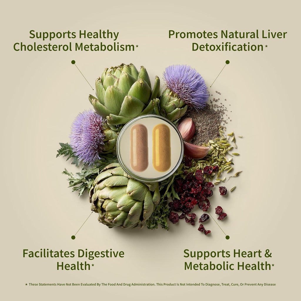 Snap Supplements Liver Health & Detox & Cholesterol Health Supplement Bundle Supports Heart, Liver, Digestive and Metabolic Health, 60 Vegetarian Capsules Each (2-Pack,1 Month Supply)