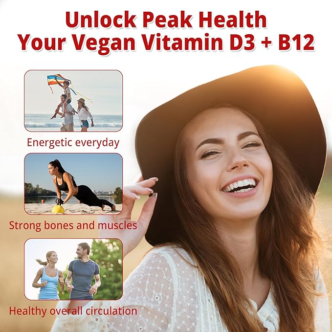 NEVISS 2Pack Vegan Vitamin D3 + Vitamin B12 Gummies, High Potency D3 5000IU & 1000 mcg Methylated B12, Vitamin D3 and B12 for Adults, Support Bone Health, Immune & Energy Supplement, 120 Count