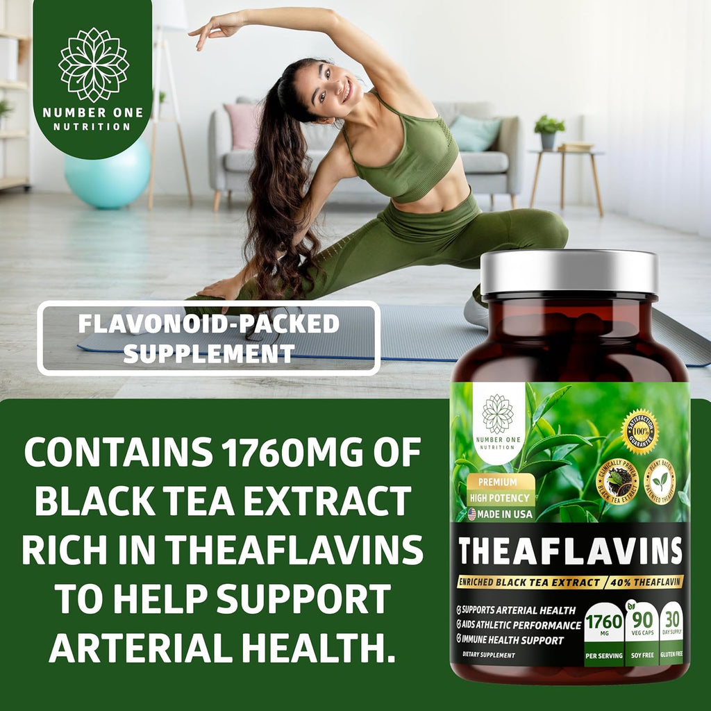 N1 Nutrition Premium Theaflavins Black Tea Extract [40% Theaflavins] Powered by TheaFit™ to Support Exercise Performance and Reduce Recovery Time, 90 Veg Caps (Pack of 2)