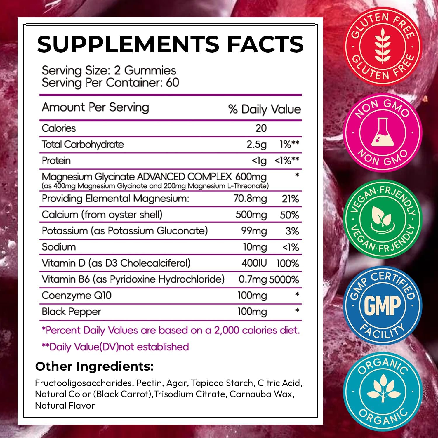 Magnesium Glycinate Gummies 600mg, Sugar Free Chewable Magnesium L-threonate Gummies for Men & Women, Supports Evening Routine & Inner Balance, No Melatonin, Gluten Free, Non GMO, Vegan