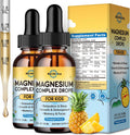 Kids Magnesium Glycinate Liquid Drops, Magnesium for Kids with Calcium, Zinc, L-Theanine, Vitamin D3 K2, C for Sleep, Relaxation, Calm, Focus, Brain,Mood, Bones & Muscles - Pineapple Flavor 2 Pack