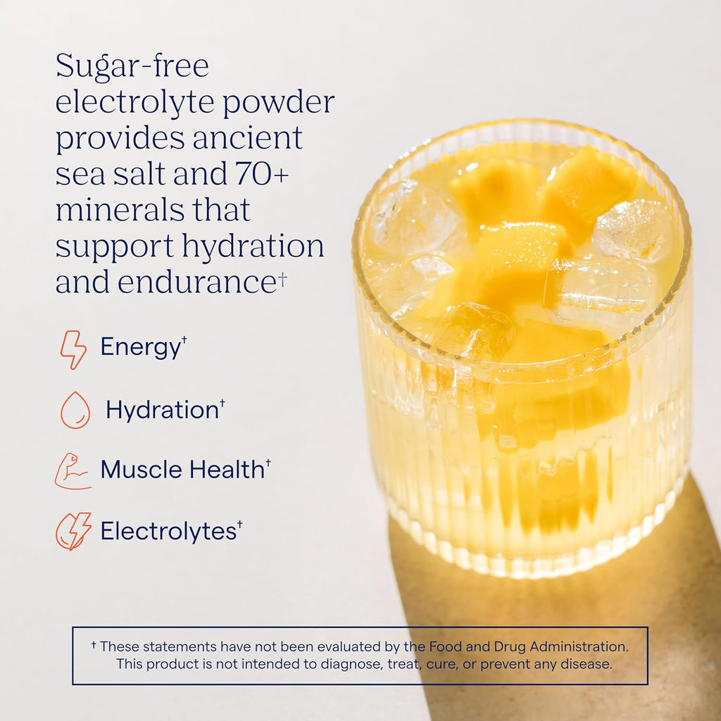 Trace Minerals ZeroLyte Salty Mango Flavor - Sugar Free Electrolyte Drink Mix - Supports Hydration, Energy, Stamina - Ancient Sea Salt, Full Spectrum Minerals, Coconut Water - 30 Packets