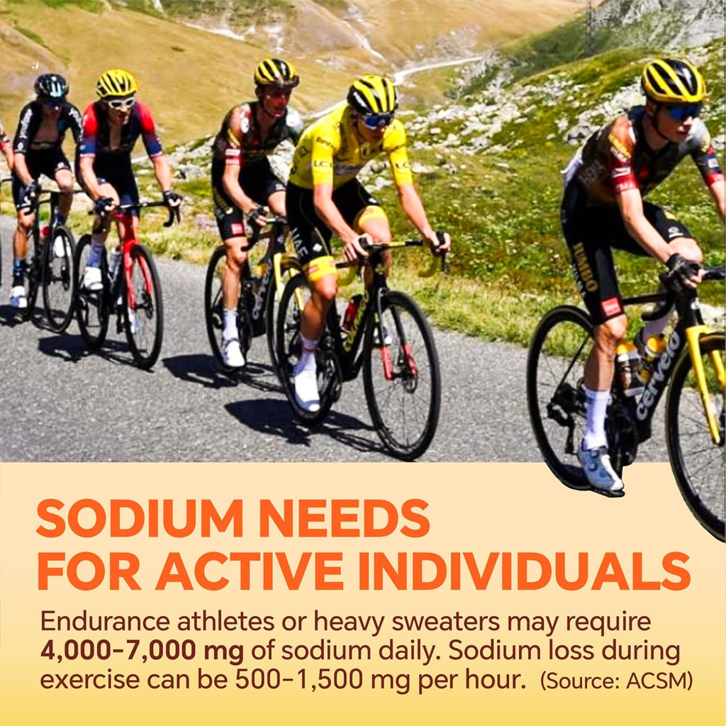 Sugar Free Electrolytes Powder Packets - Salty High Sodium Hydration Packets, Electrolytes Drink Mix for Fitness Enthusiasts & Outdoor Workers, Calories Free(Orange 30 Sticks)