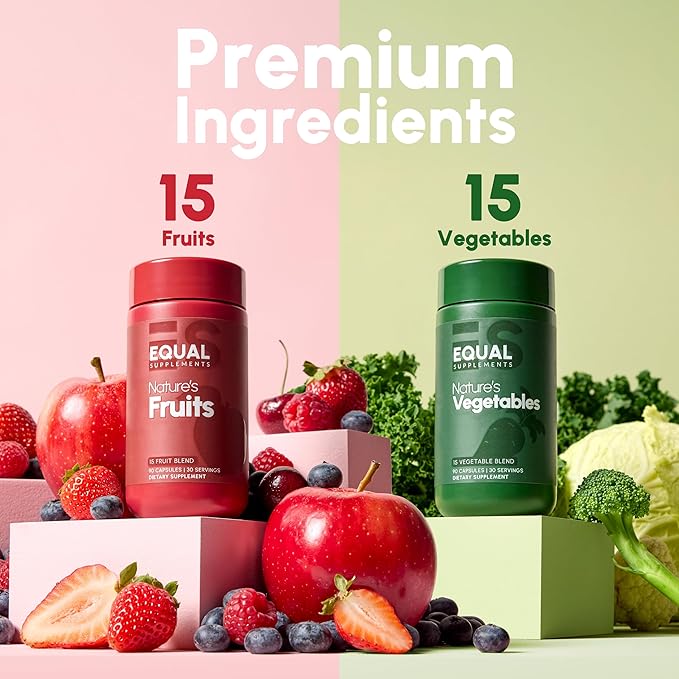 Fruits and Vegetables Capsules | 2 Month Supply | GMP Certified-Manufactured in US | Fruit and Veggies Supplement for Balance | of Nature, Fruit and Vegetable Capsule for Adults