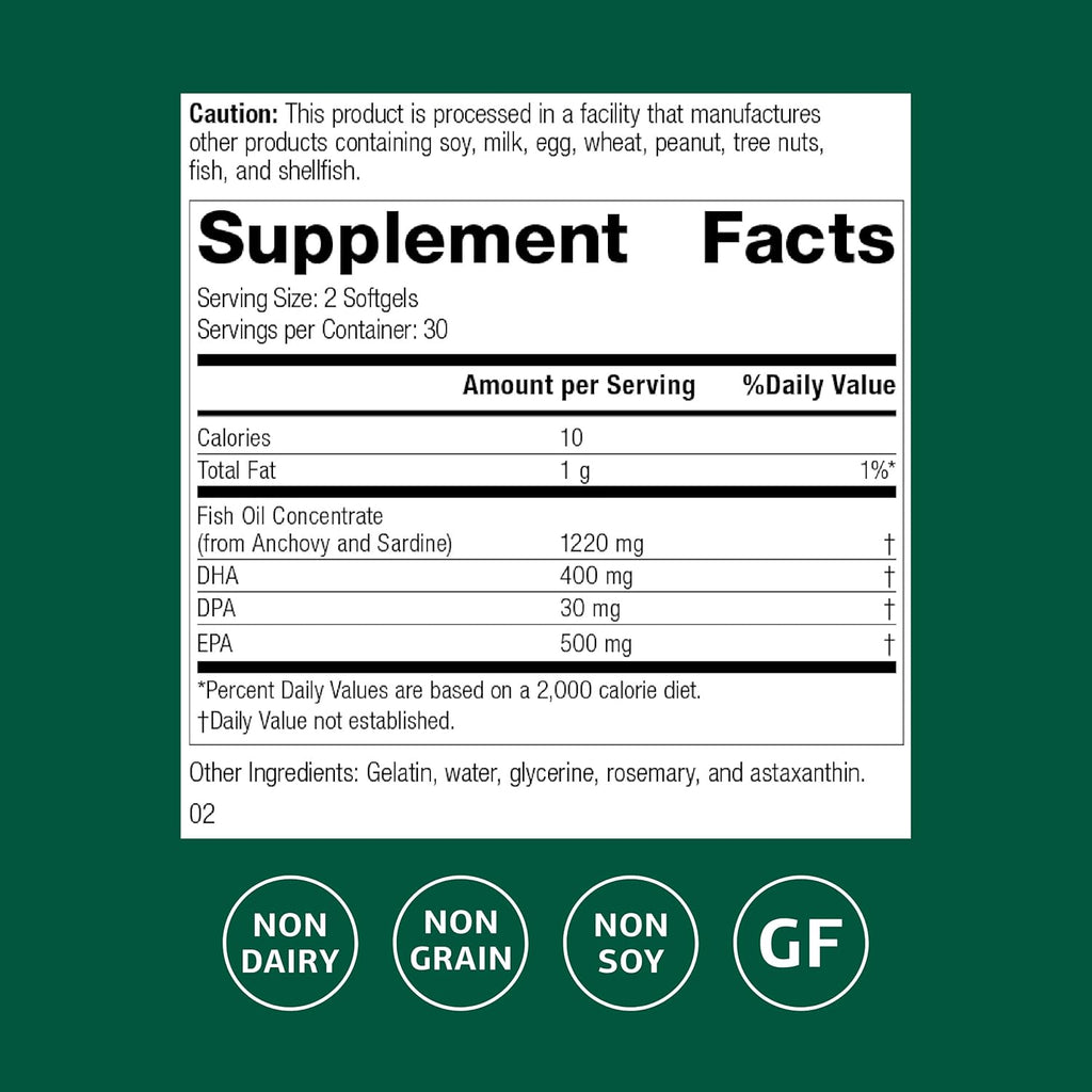 Standard Process Olprima EPA|DHA - Supplement for Brain Health with Omega-3 - Supports a Healthy Heart - Gluten-Free, Non-Dairy & Non-Soy - 60 Softgels (30 Servings)