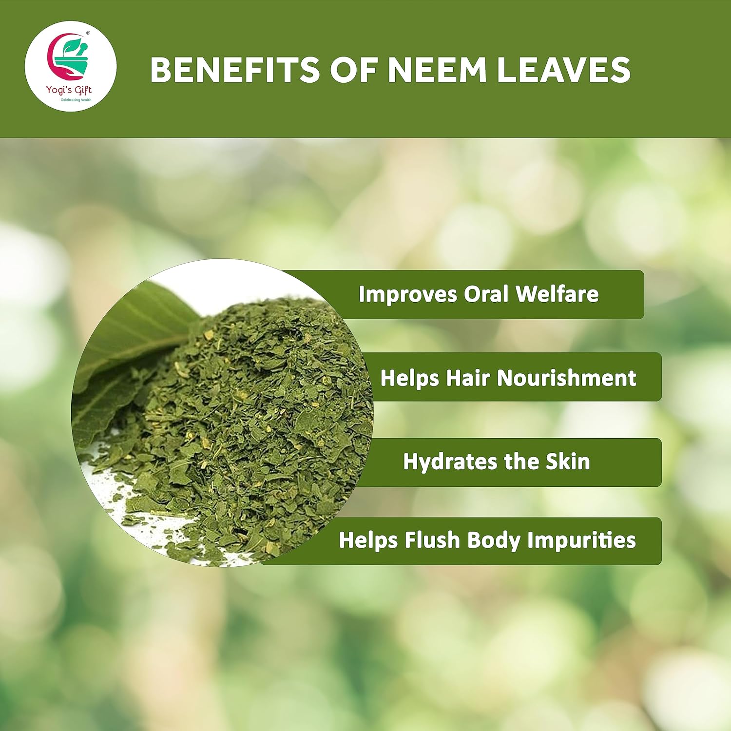 Neem Leaf 1 lb (454 grams) | 100% Natural Tea | Neem Leaves Cut and Sifted | Azadirachta Indica Leaf | Margosa Leaves | Non-GMO, Ethically Sourced | Nim Leaves | by Yogi's Gift®