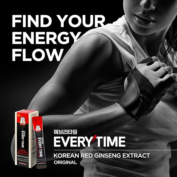 JUNG KWAN JANG Everytime Korean Red Ginseng Extract Stick 3,000mg Original - Adaptogen Energy Drink Liquid Stick Supplements - Energy Boost & Immune Support, Caffeine Free (30 Sticks)