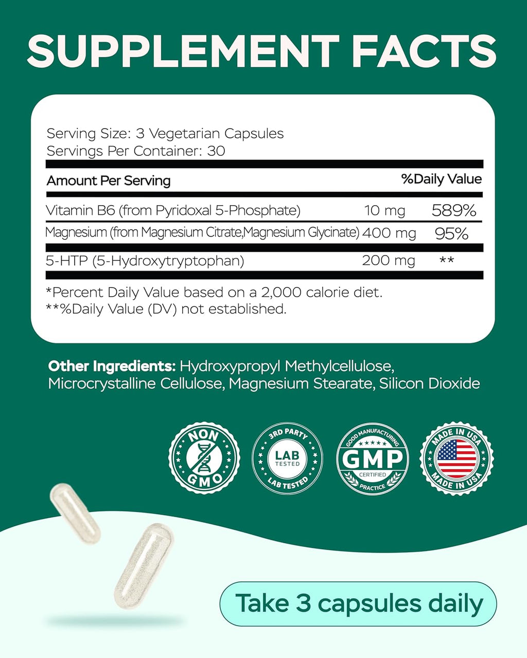 Magnesium for Sleep – Advanced Complex 610Mg with Glycinate, Citrate, Vitamin B6 for 3X Absorption & 5-HTP – Supports Sleep, Nighttime Relaxation, Nerve, Muscle, Bone & Energy Health