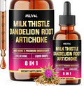8in1 Milk Thistle Liquid Drops with Dandelion Root Extract, Artichoke Tincture, Turmeric Curcumin, Schisandra Berry, Chanca Piedra, Peppermint and Beet Root - 60 Days Supply - 2 Fl Oz