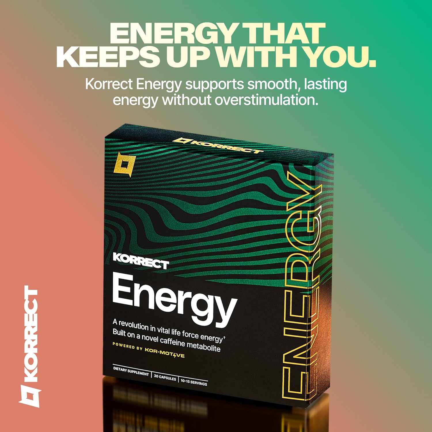 Korrect Clean Energy Supplement for Men & Women | Mental Clarity, Nootropic| Paraxanthine, Sustained Attention| Jitter-Free Stamina |3rd Party Lab Tested, Non-GMO, cGMP Certified 30 Capsules