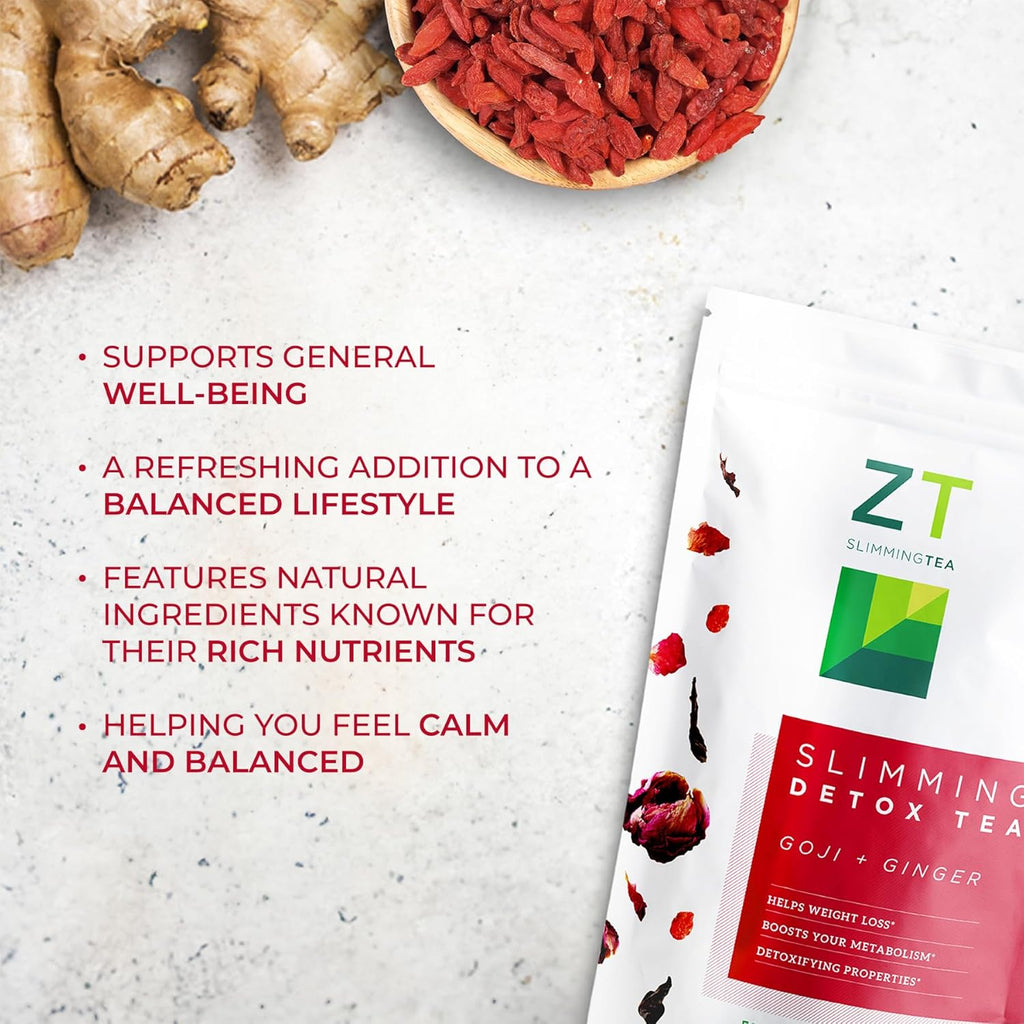 Dr. Zisman ZT Slimming - Goji-Ginger Herbal Tea Blend - Tea with Goji Berries & Ginger Root for a Refreshing Flavor - 30 Day Wellness Blend (30 Servings)