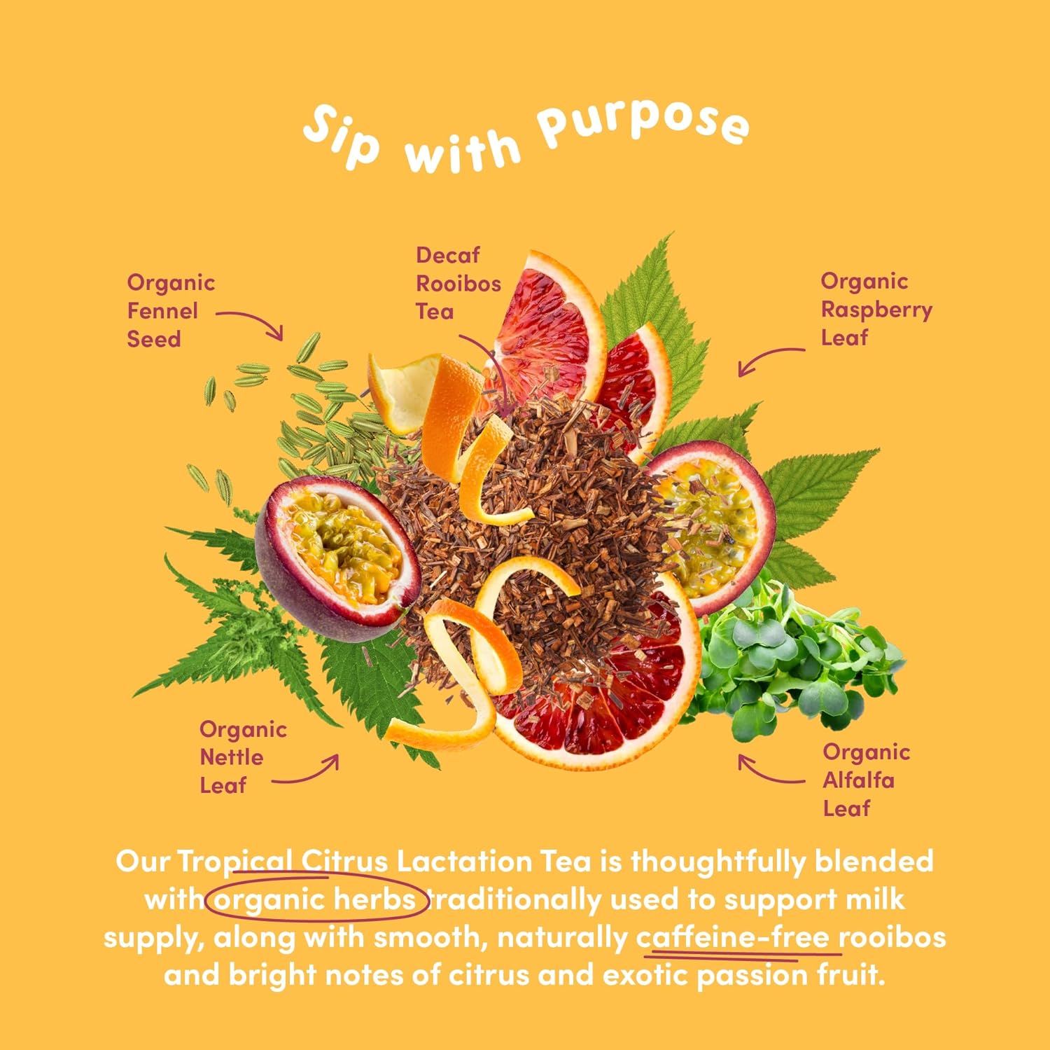 Oat Mama Lactation Tea for Breastfeeding Moms - Tropical Citrus | Breastfeeding Essentials for Milk Supply Increase | Organic Lactation Support & Postpartum Recovery