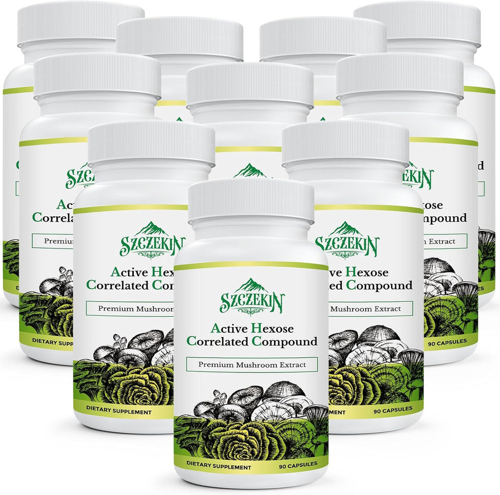 Active Hexose Correlated Compound 1500 mg Supplement, Natural 8 Mushroom Extract Supplement, Immune System, Liver Function, Natural Killer and T Cells Activity, 900 Veggie Capsules