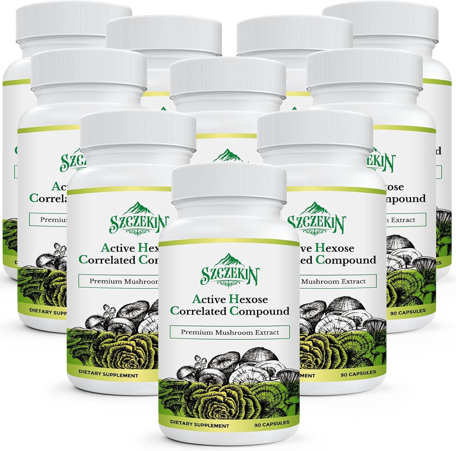 Active Hexose Correlated Compound 1500 mg Supplement, Natural 8 Mushroom Extract Supplement, Immune System, Liver Function, Natural Killer and T Cells Activity, 900 Veggie Capsules