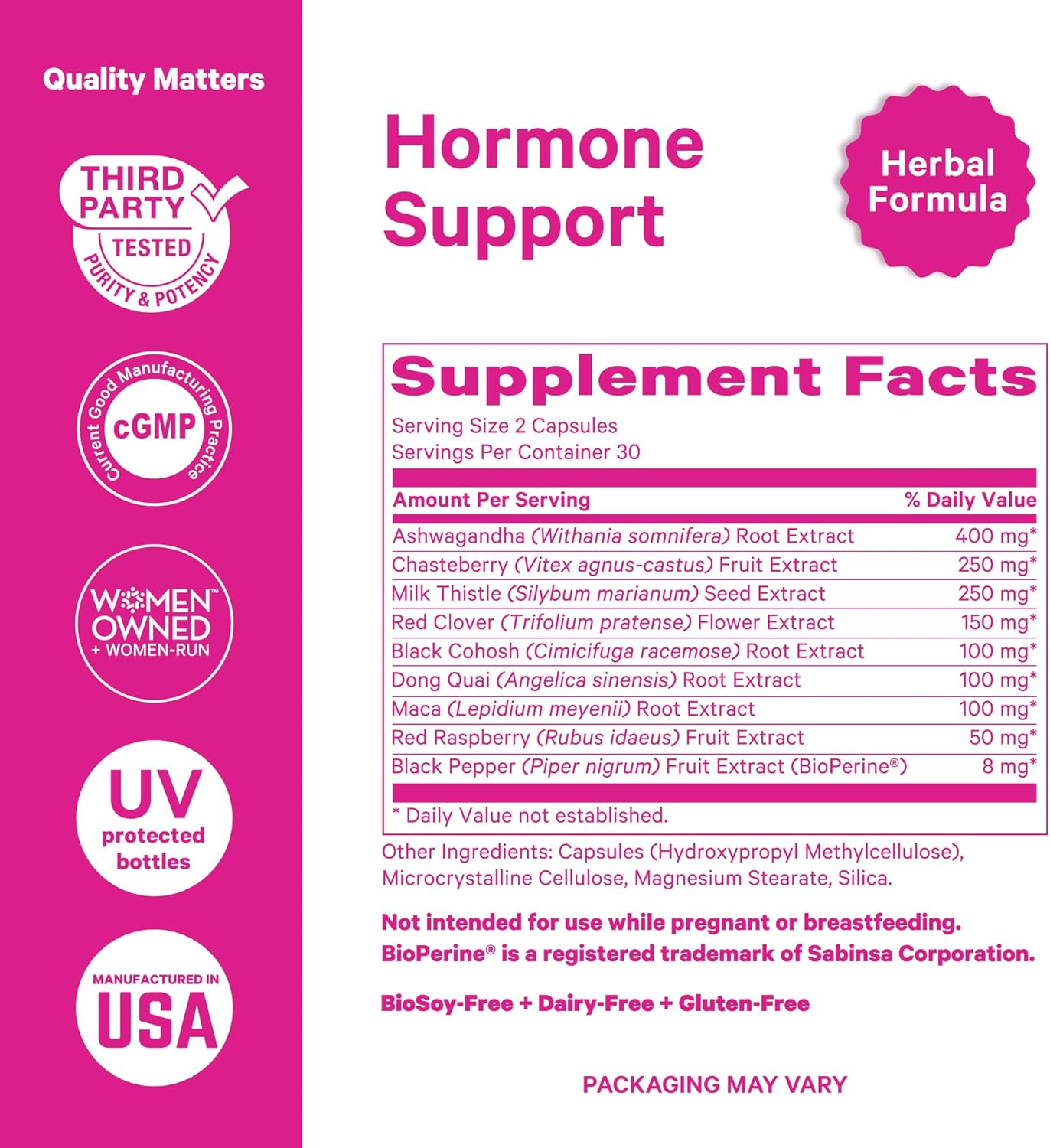 Pink Stork Perimenopause Support for Women – Ashwagandha, Maca Root, Black Cohosh + Dong Quai, Chasteberry, Red Clover – Hormone Balance, Cortisol, Adrenal Support – 60 Vegan Capsules